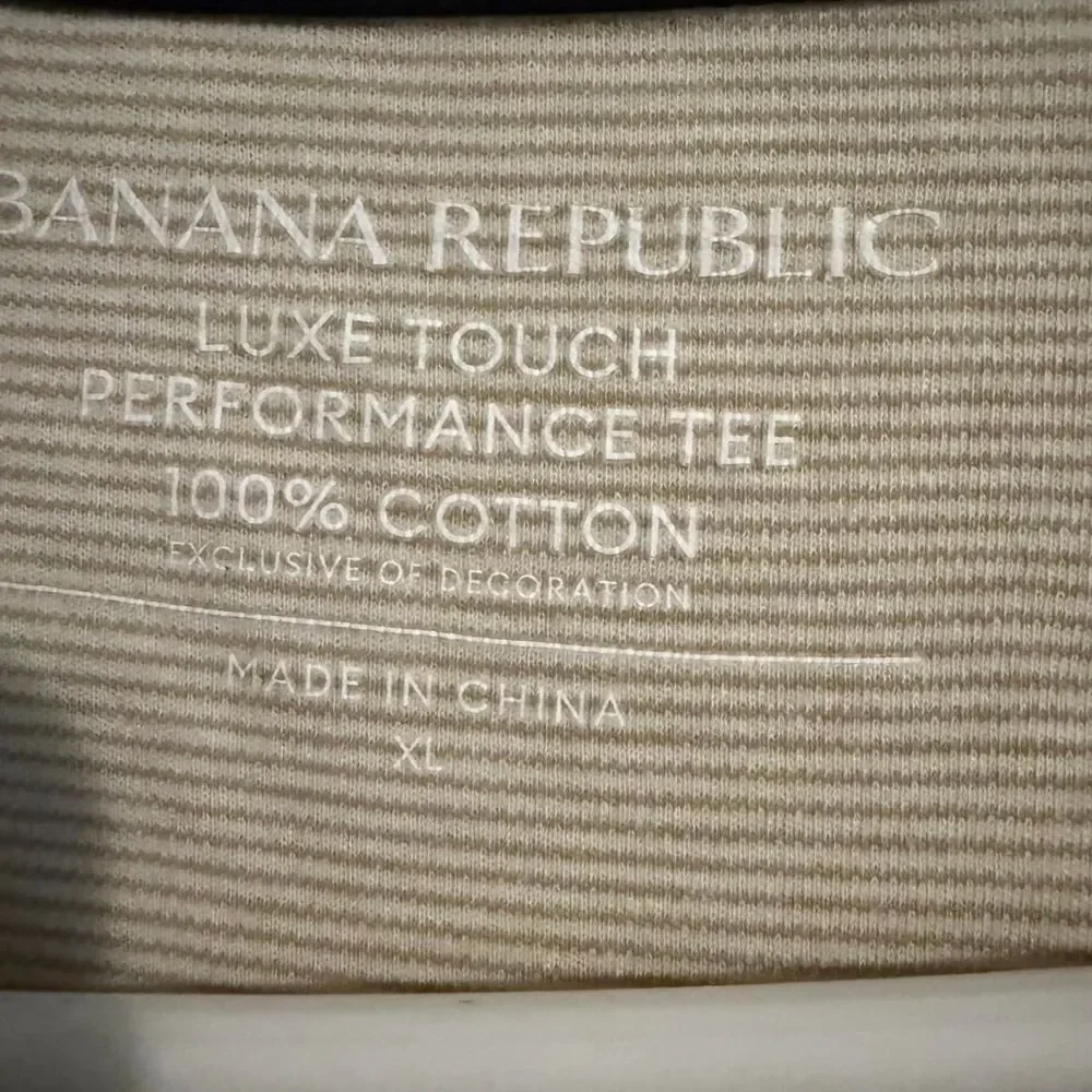 Banana-republic Men's Tan and Cream T-shirt